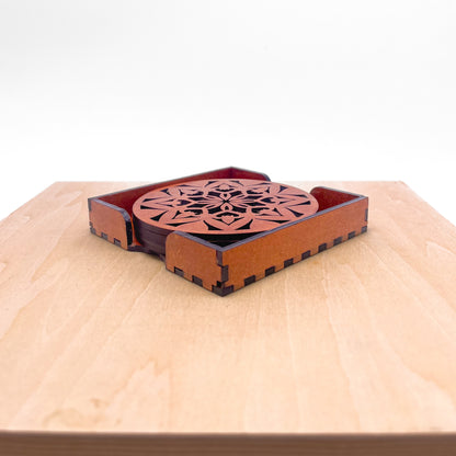Mandala Art Coasters-Ashta Wooden-Honey Maple