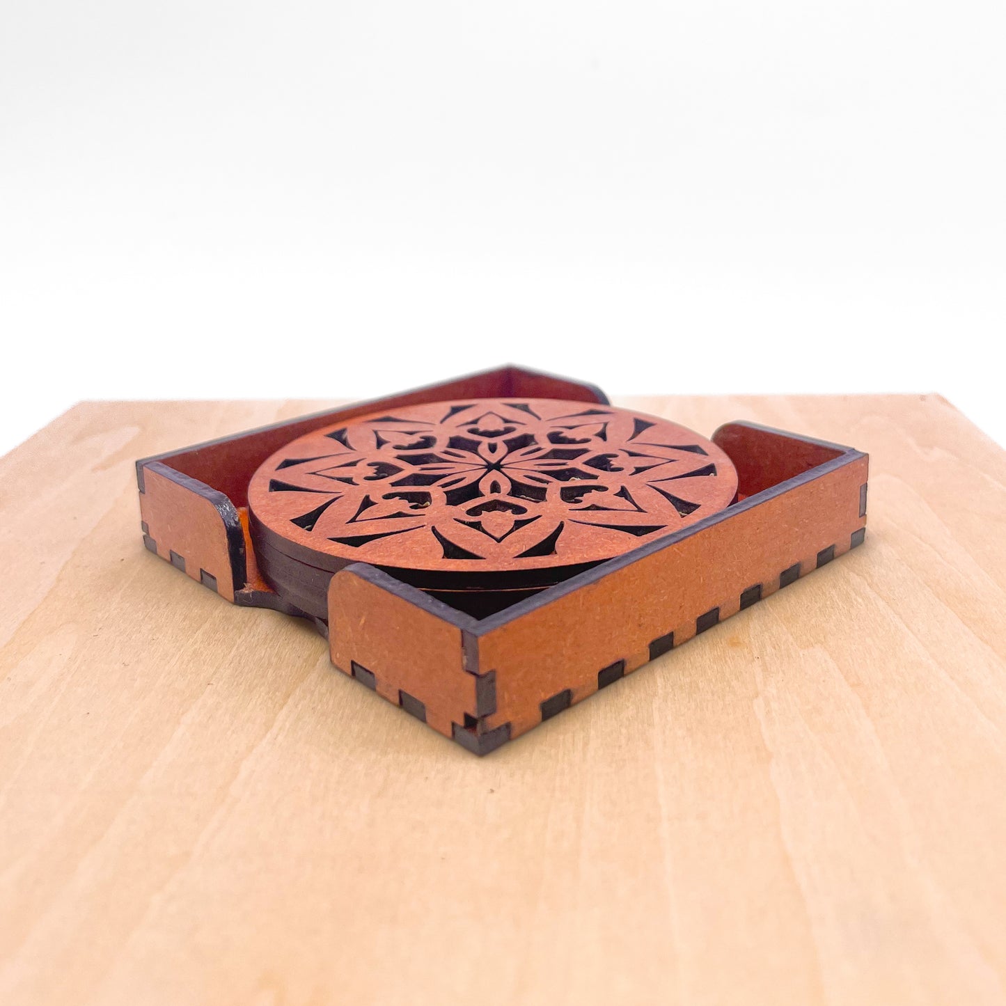 Mandala Art Coasters-Ashta Wooden-Honey Maple