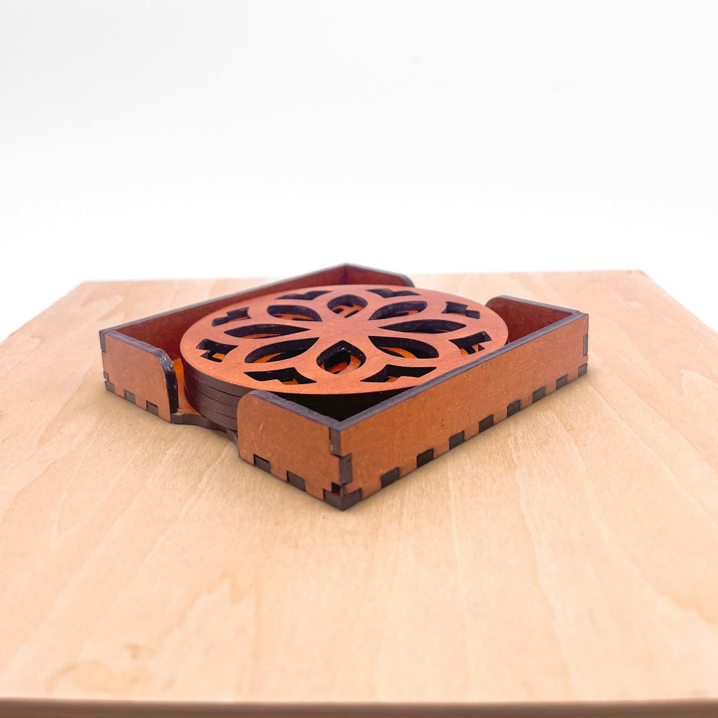 Mandala Art Coasters-Nava Wooden-Honey Maple