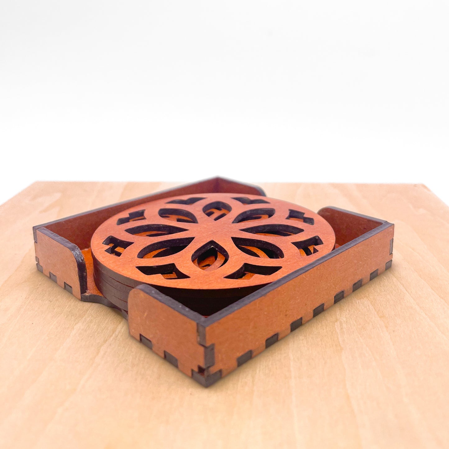 Mandala Art Coasters-Nava Wooden-Honey Maple