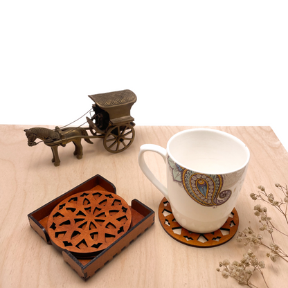 Mandala Art Coasters-Dasha Wooden-Honey Maple
