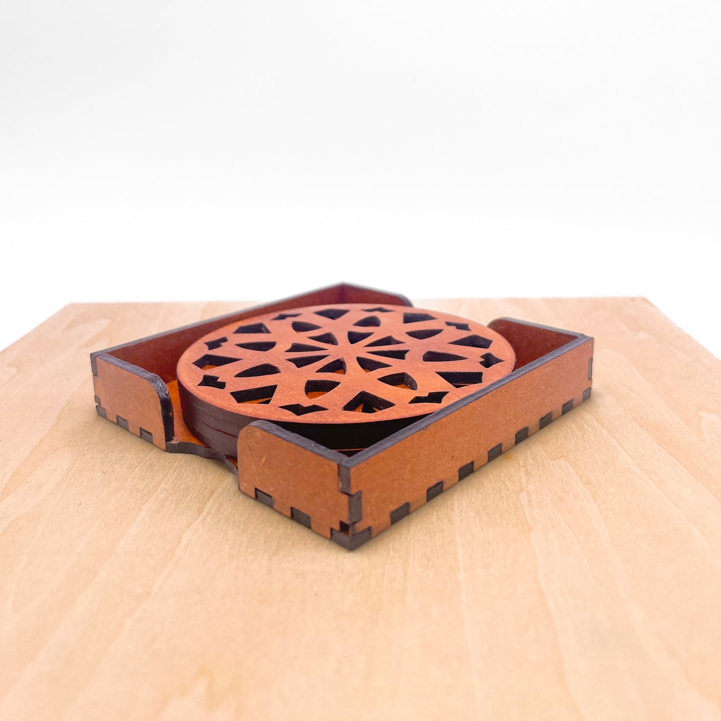 Mandala Art Coasters-Dasha Wooden-Honey Maple