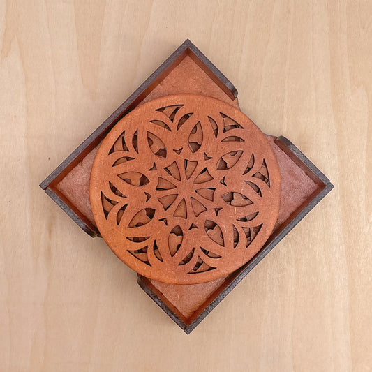 Mandala Art Coasters-Ekaadash Wooden-Honey Maple