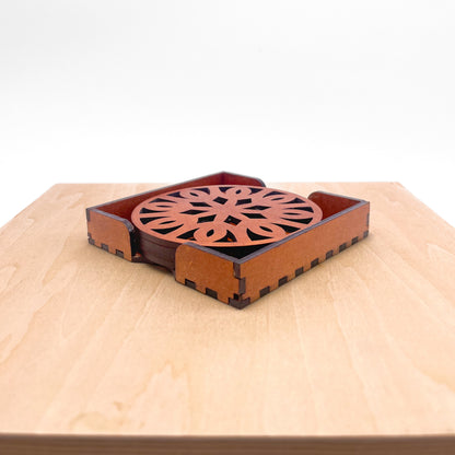 Mandala Art Coasters-Trayodash Wooden-Honey Maple