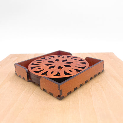 Mandala Art Coasters-Trayodash Wooden-Honey Maple