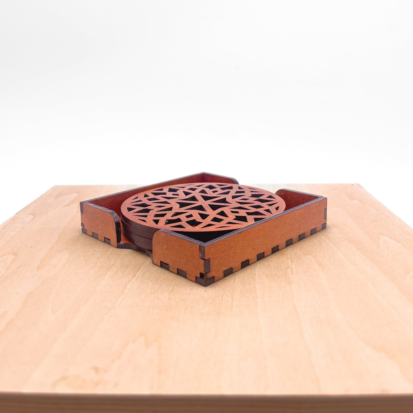 Mandala Art Coasters-Chaturdash Wooden-Honey Maple