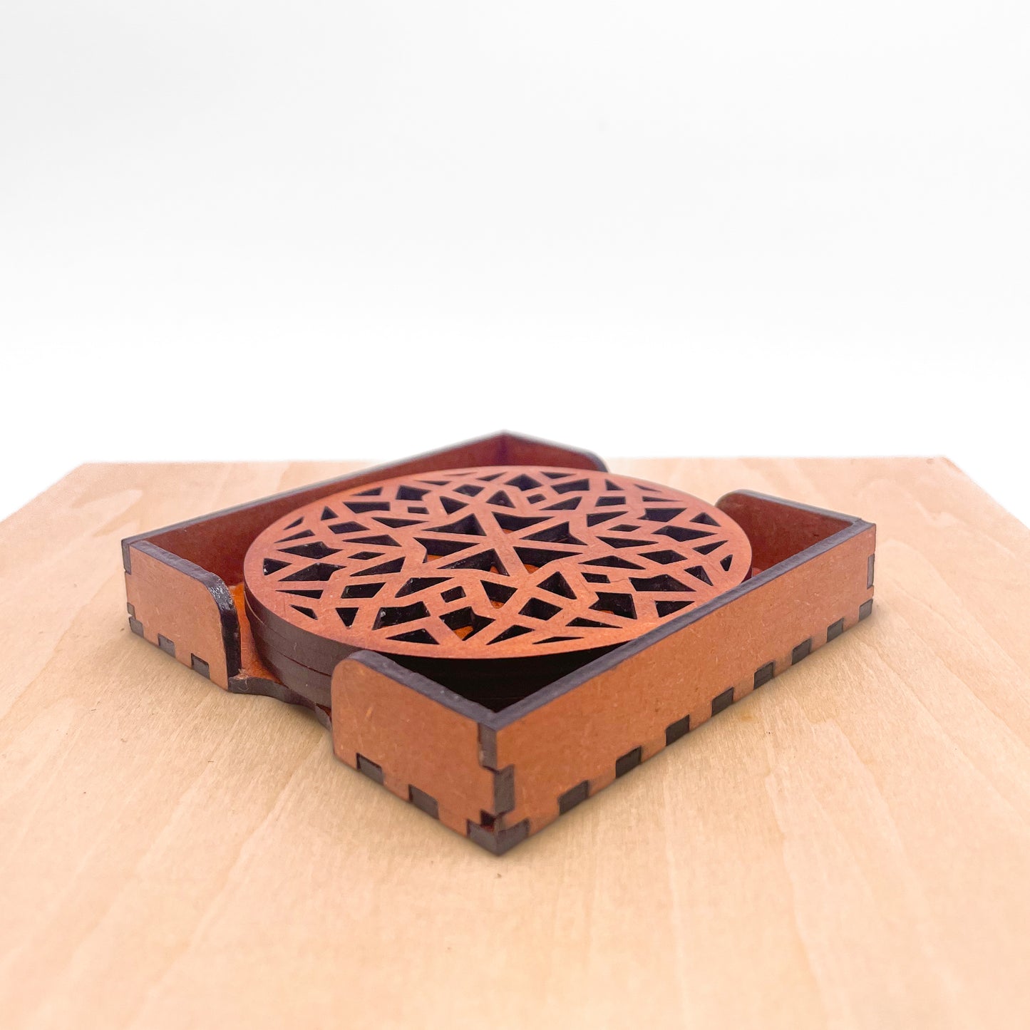 Mandala Art Coasters-Chaturdash Wooden-Honey Maple