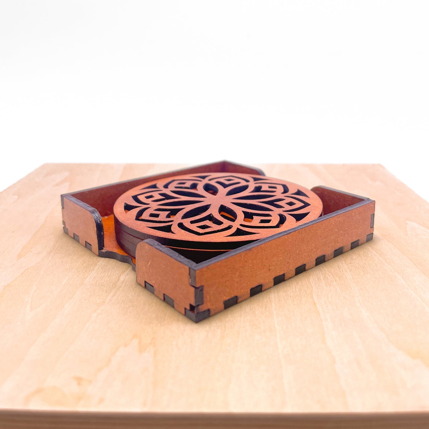Mandala Art Coasters-Shodash Wooden-Honey Maple