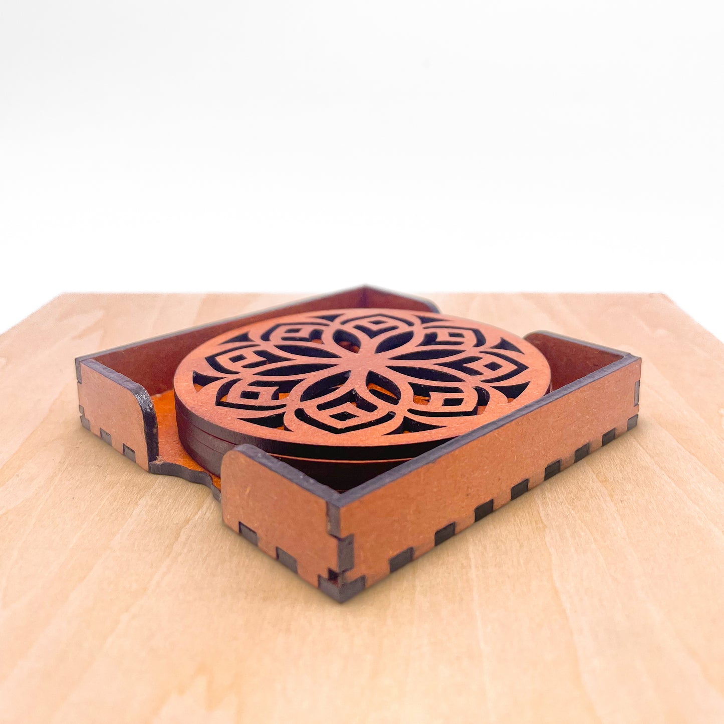 Mandala Art Coasters-Shodash Wooden-Honey Maple