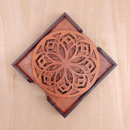 Mandala Art Coasters-Shodash Wooden-Honey Maple