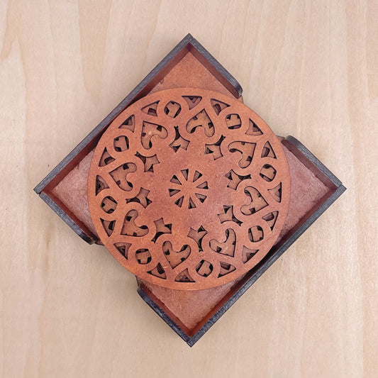 Mandala Art Coasters-Saptadash Wooden-Honey Maple