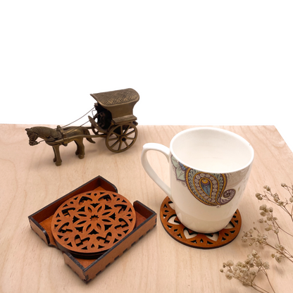 Mandala Art Coasters-Ashtadash Wooden-Honey Maple