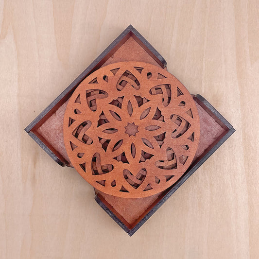 Mandala Art Coasters-Ashtadash Wooden-Honey Maple