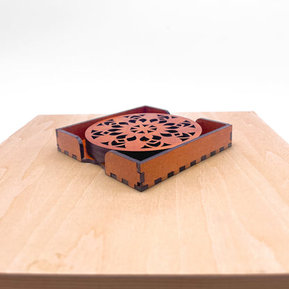 Mandala Art Coasters-Vimsati Wooden-Honey Maple