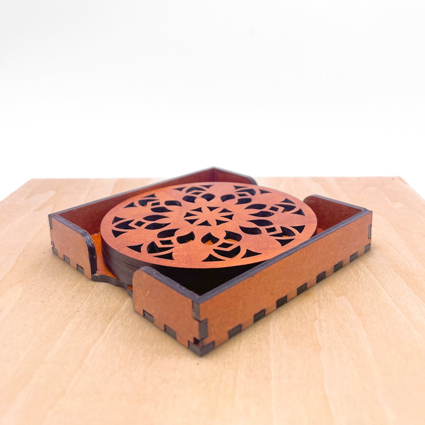 Mandala Art Coasters-Vimsati Wooden-Honey Maple