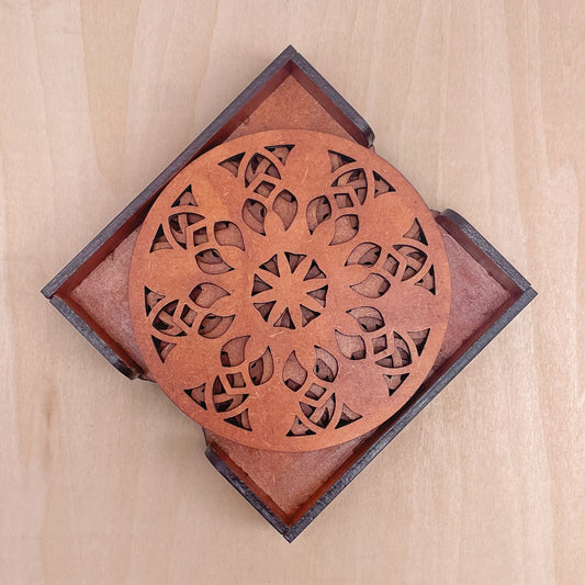 Mandala Art Coasters-Vimsati Wooden-Honey Maple