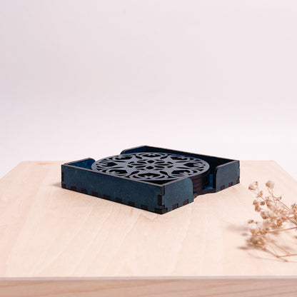 Mandala Art Coasters-Ekam Wooden-Indigo