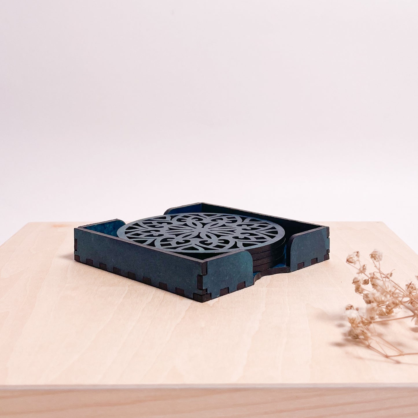 Mandala Art Coasters-Treeni Wooden-Indigo