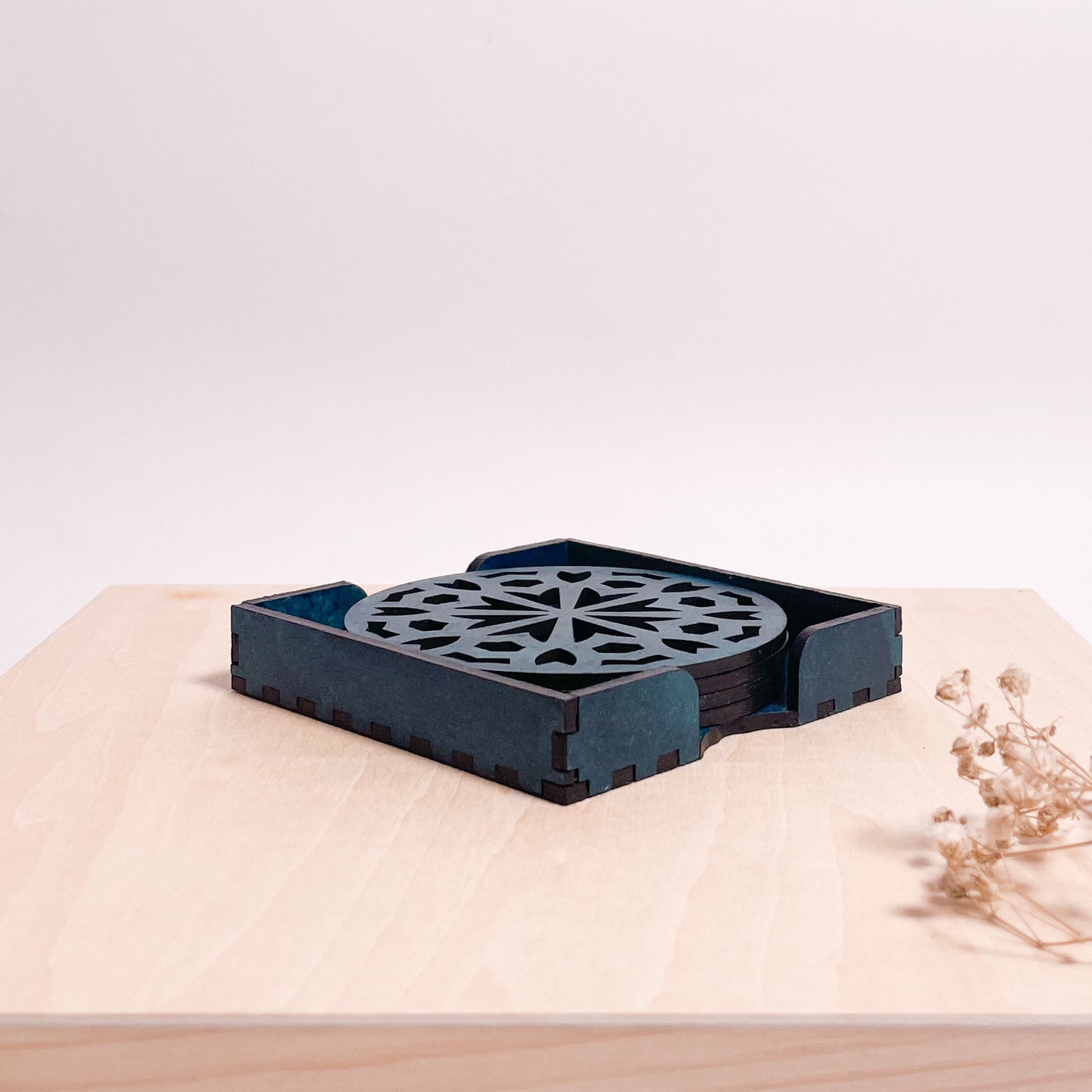 Mandala Art Coasters-Shata Wooden-Indigo