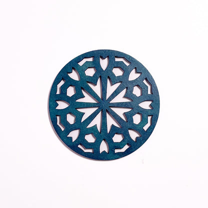 Mandala Art Coasters-Shata Wooden-Indigo
