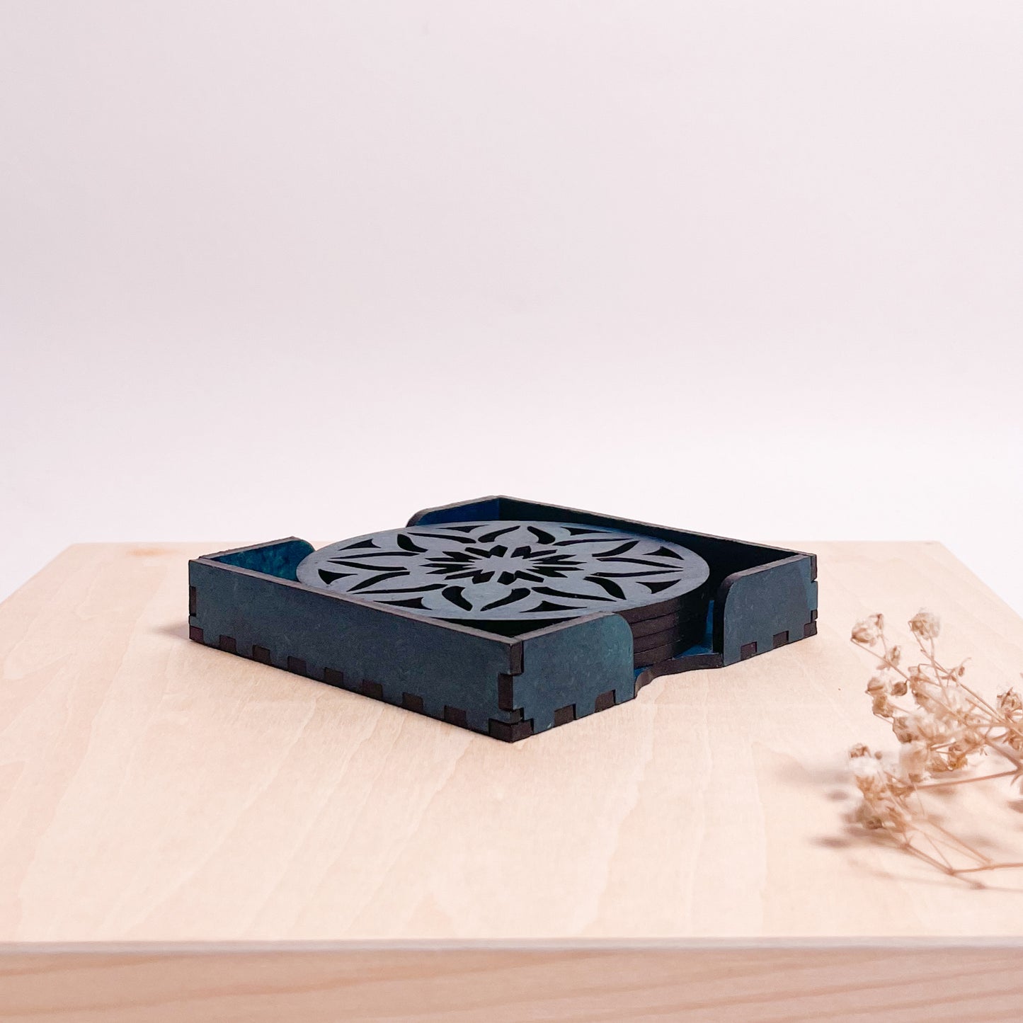 Mandala Art Coasters-Sapta Wooden-Indigo