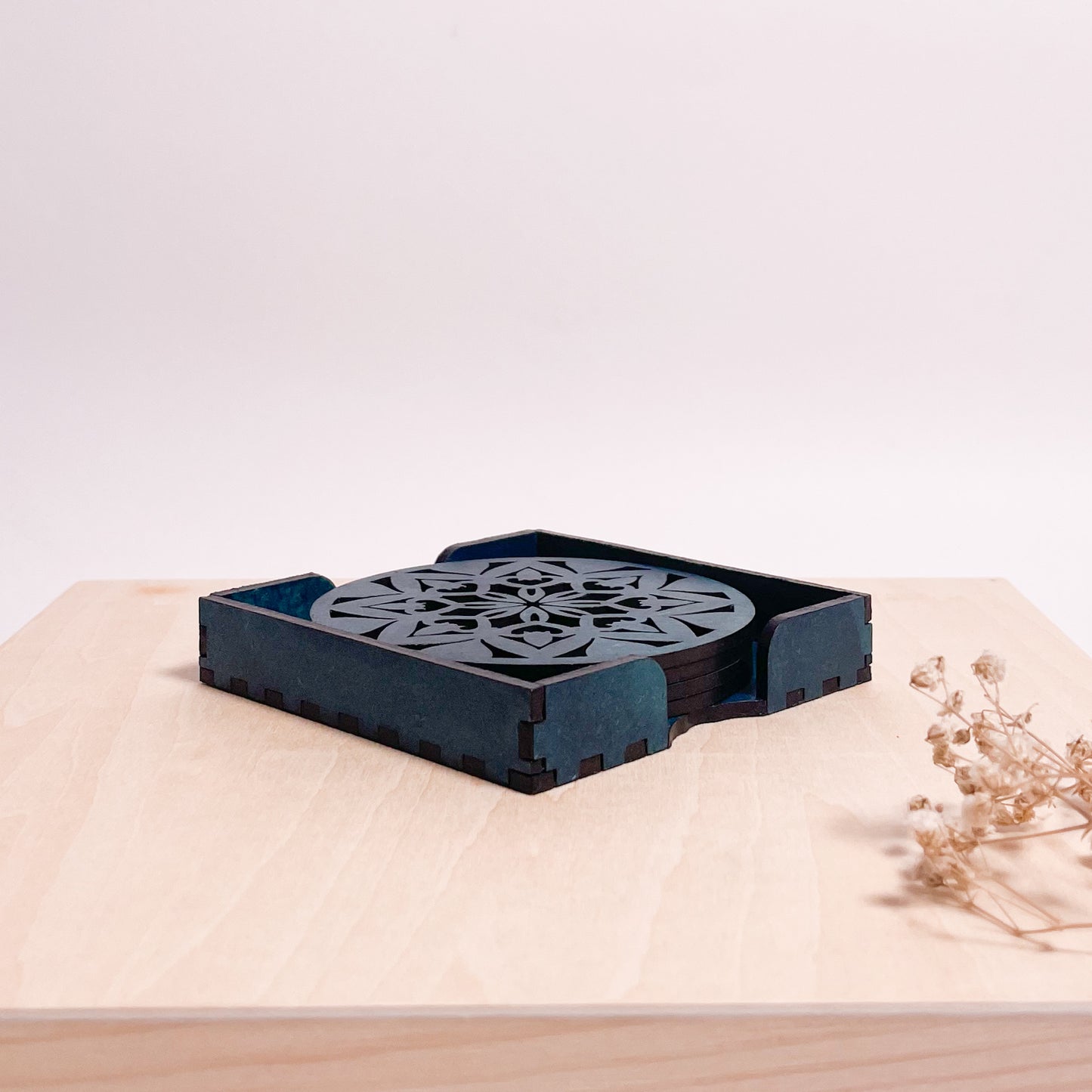 Mandala Art Coasters-Ashta Wooden-Indigo