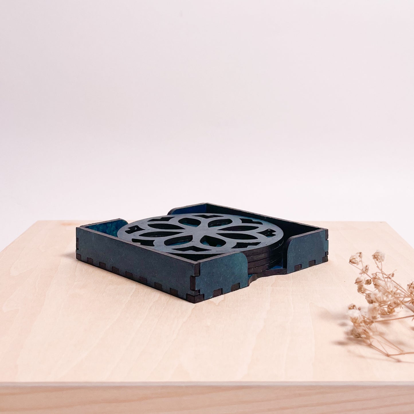 Mandala Art Coasters-Nava Wooden-Indigo