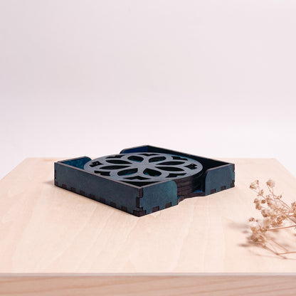 Mandala Art Coasters-Nava Wooden-Indigo