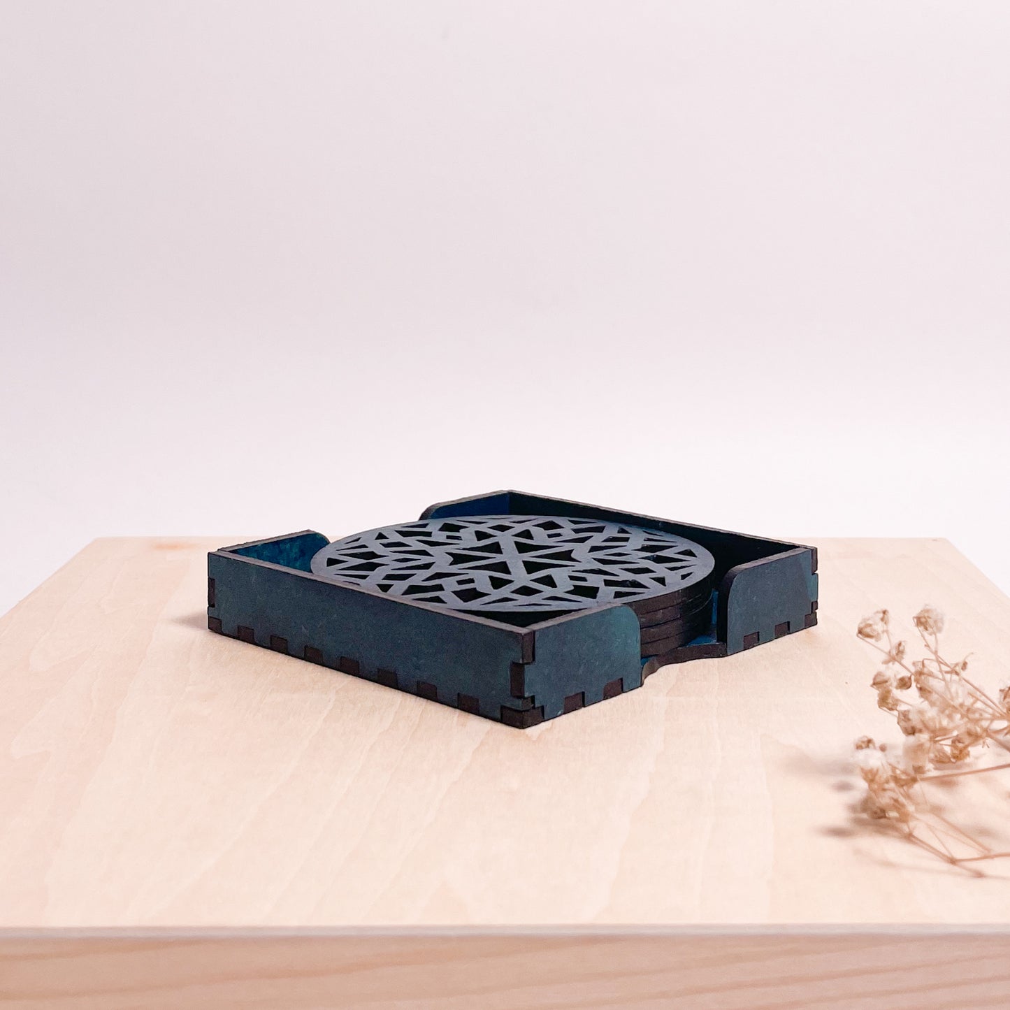 Mandala Art Coasters-Chaturdash Wooden-Indigo