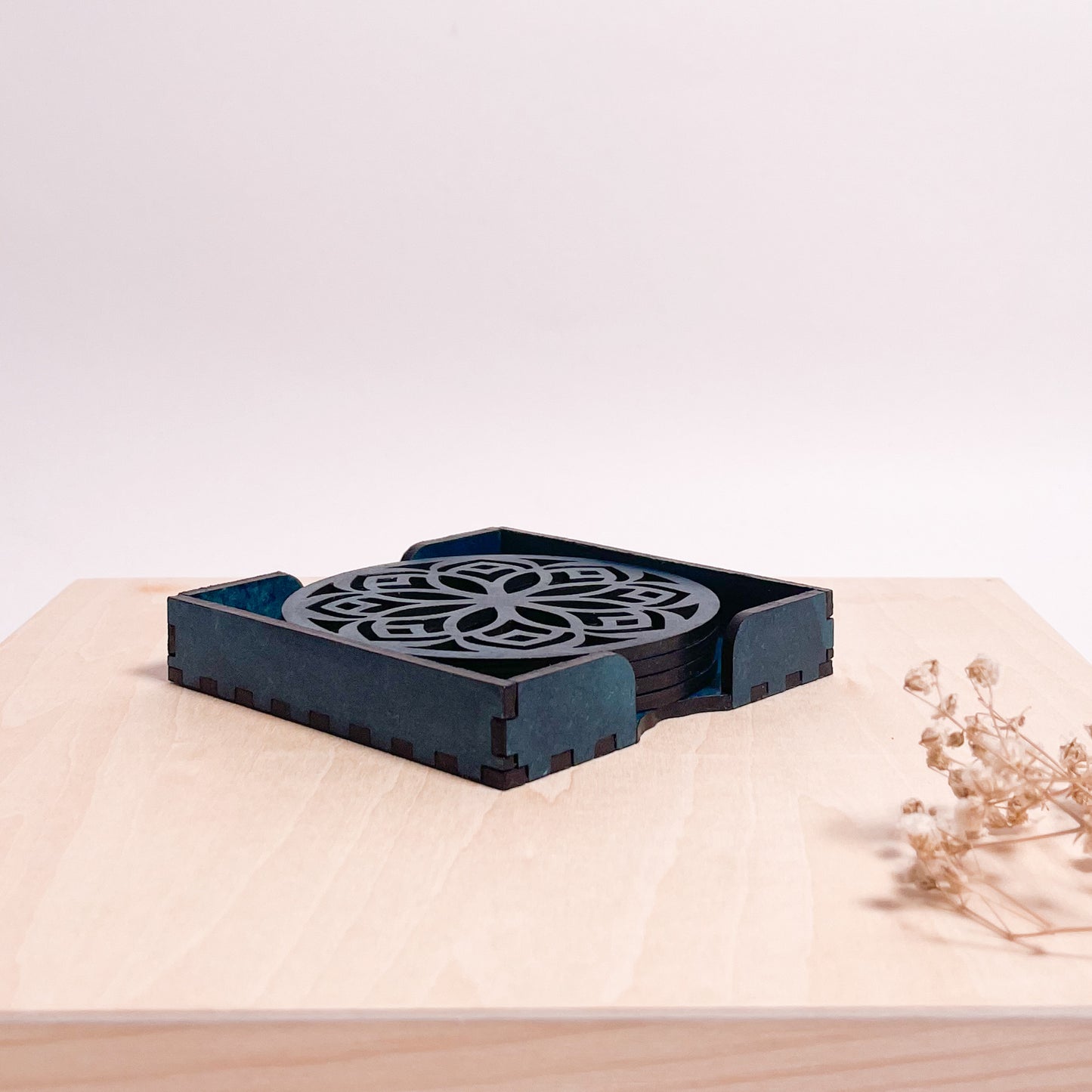 Mandala Art Coasters-Shodash Wooden-Indigo