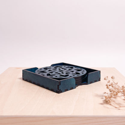 Mandala Art Coasters-Ashtadash Wooden-Indigo