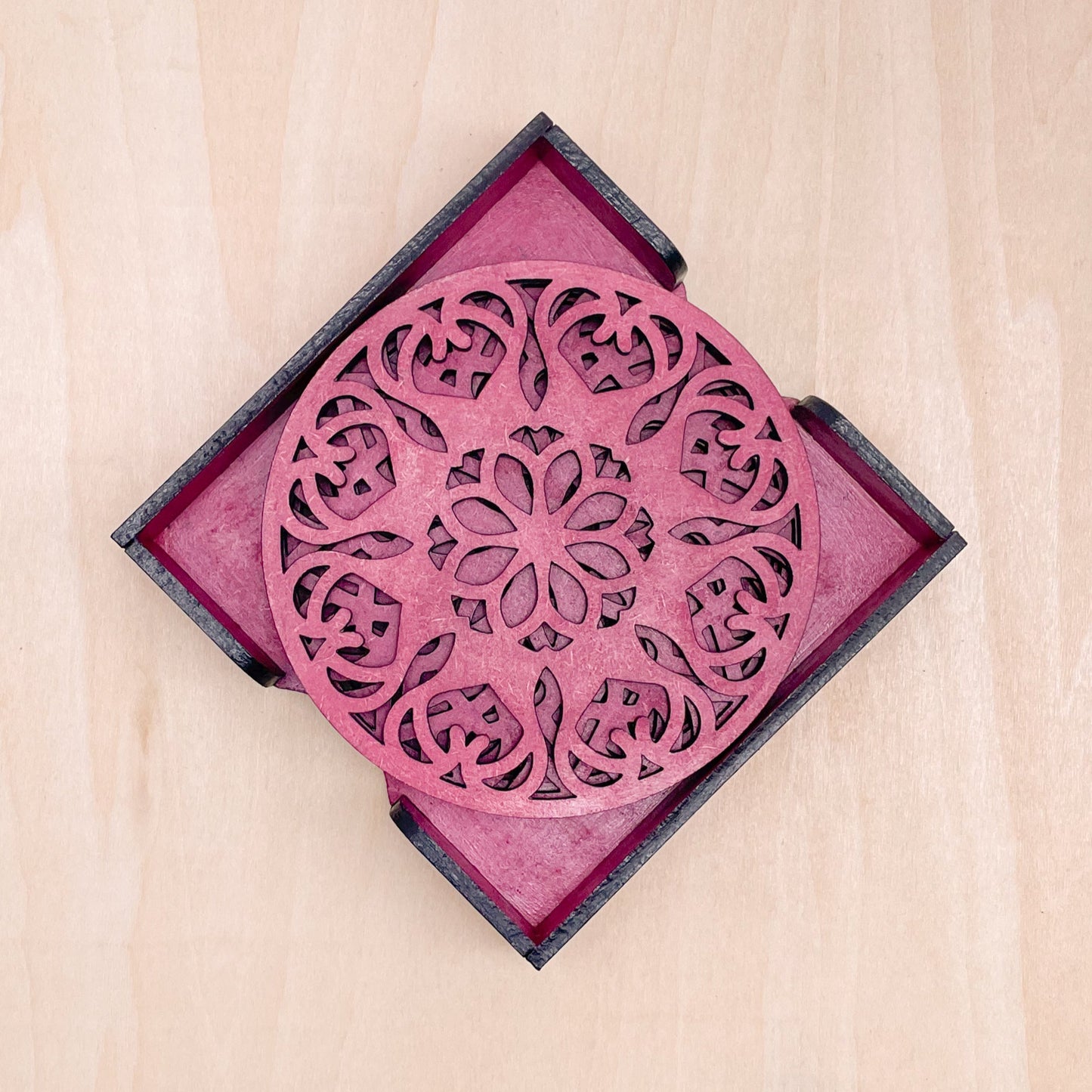 Mandala Art Coasters-Ekam Wooden-Pink