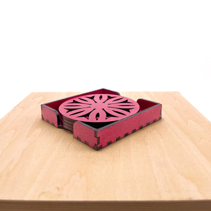 Mandala Art Coasters-Dwe Wooden-Pink
