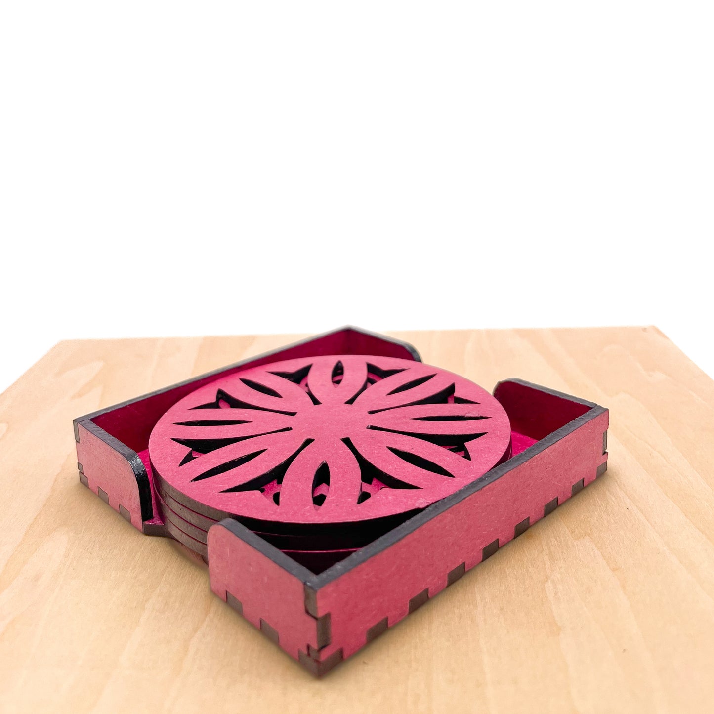 Mandala Art Coasters-Dwe Wooden-Pink