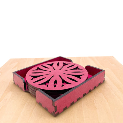 Mandala Art Coasters-Dwe Wooden-Pink