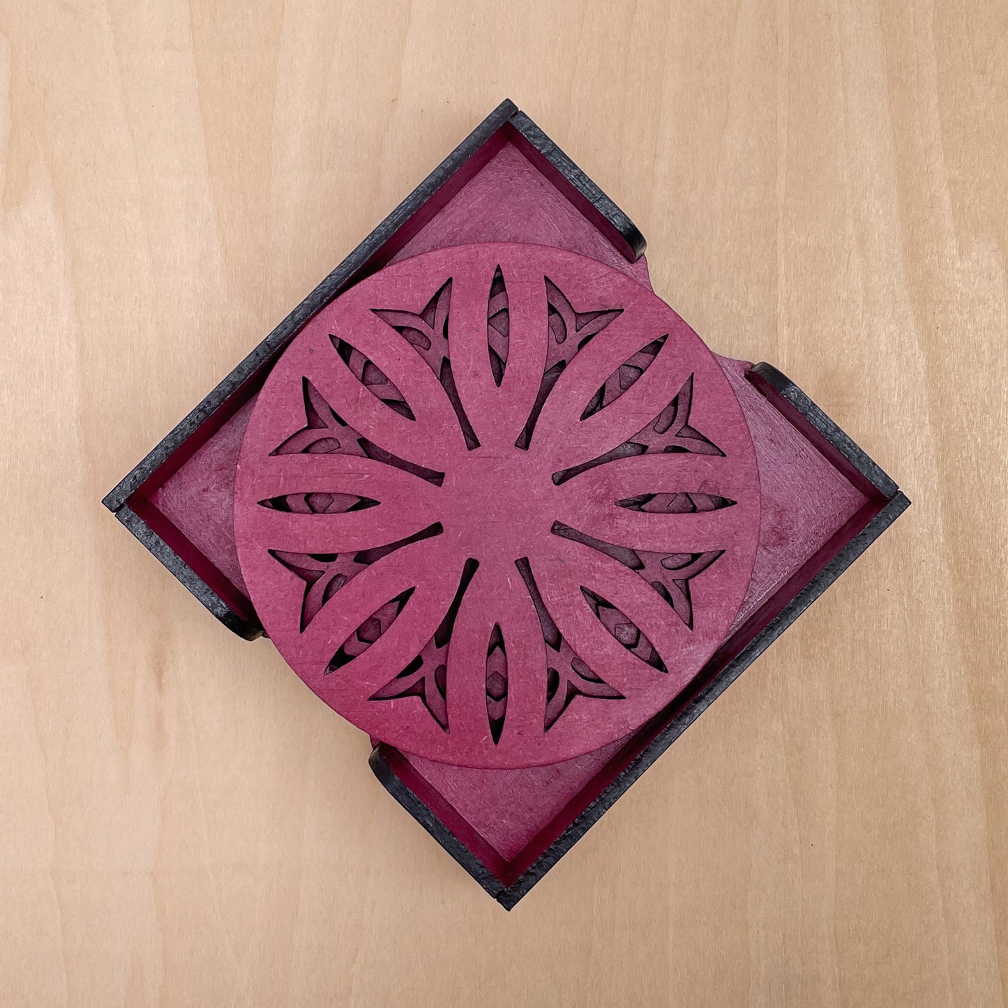 Mandala Art Coasters-Dwe Wooden-Pink