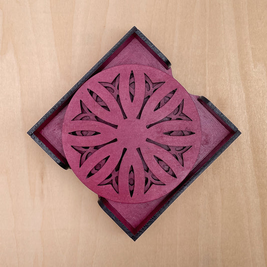 Mandala Art Coasters-Dwe Wooden-Pink