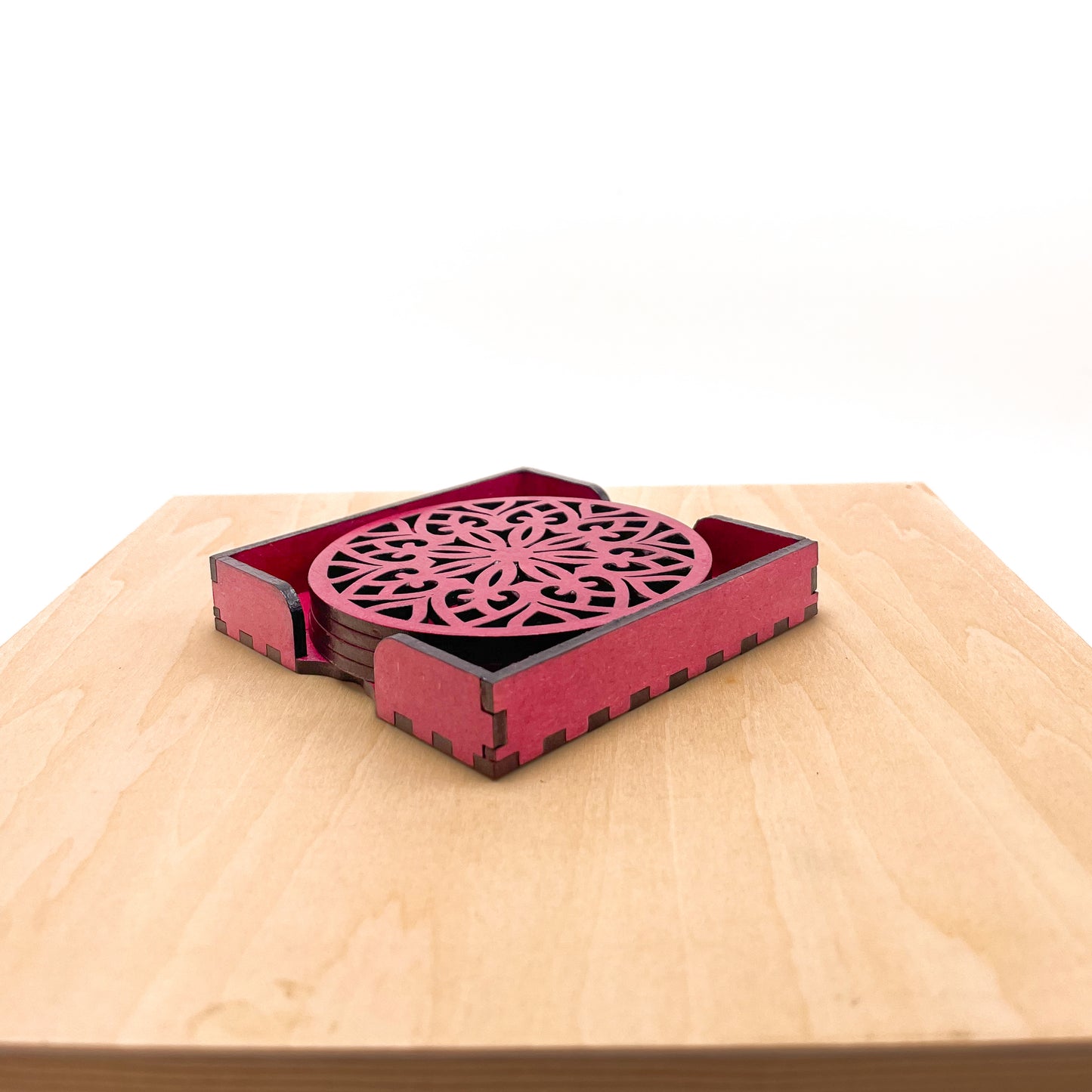 Mandala Art Coasters-Treeni Wooden-Pink