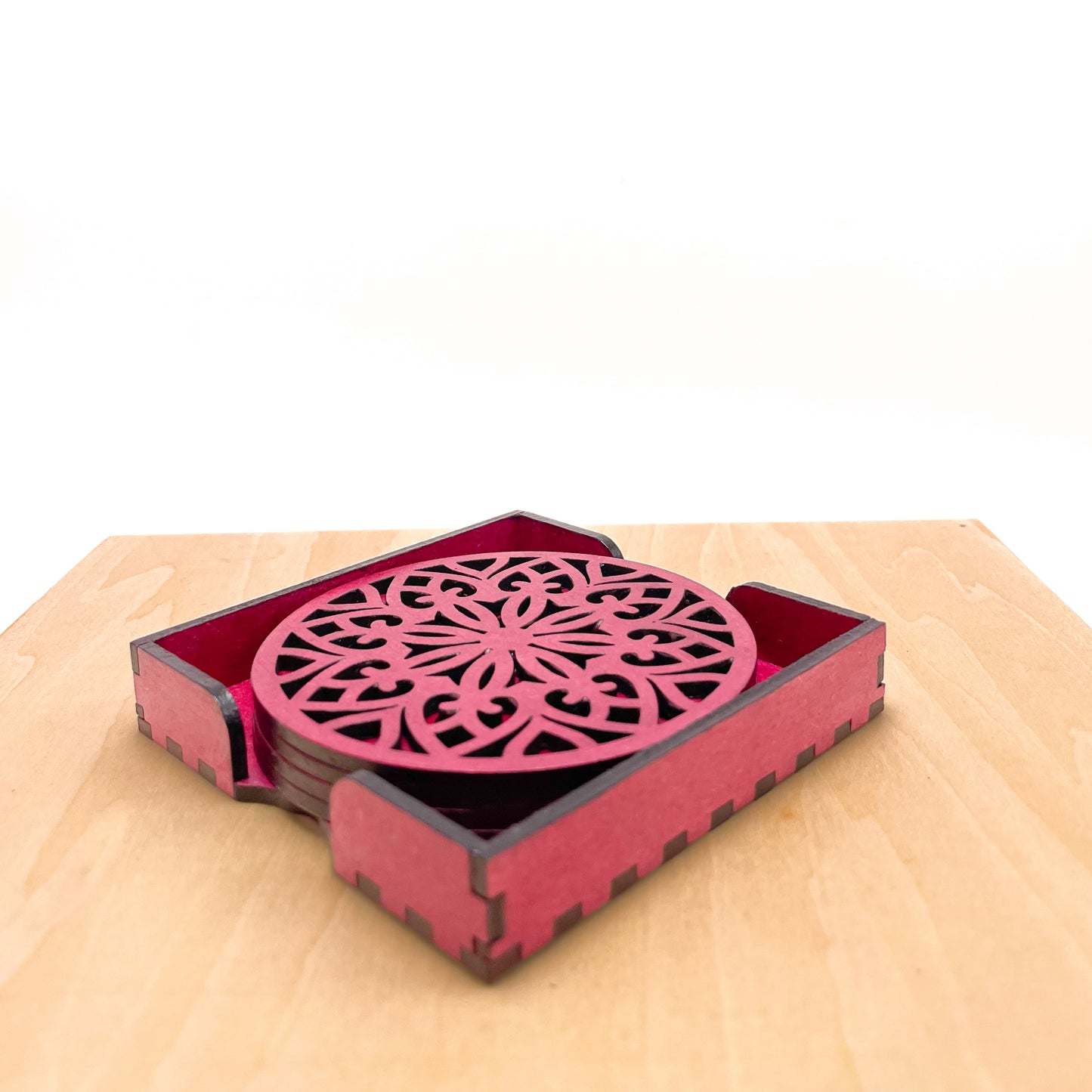 Mandala Art Coasters-Treeni Wooden-Pink
