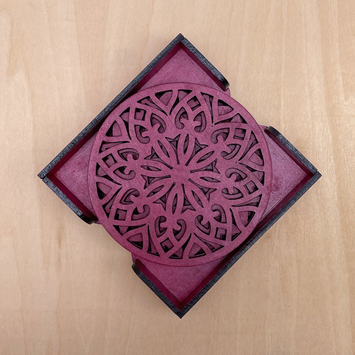 Mandala Art Coasters-Treeni Wooden-Pink