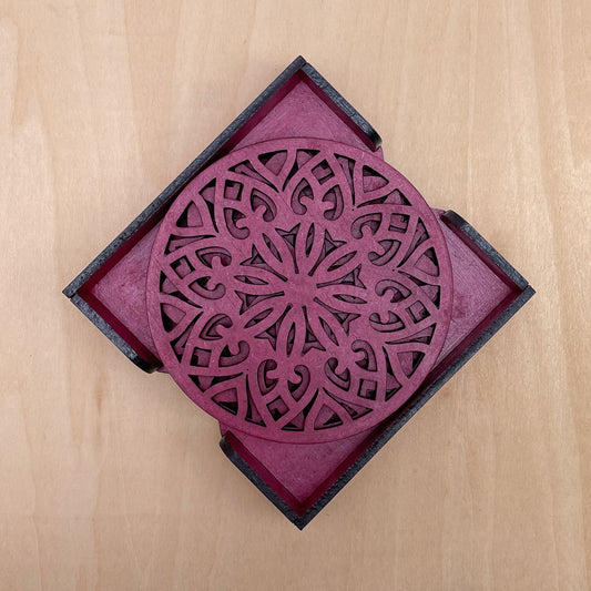 Mandala Art Coasters-Treeni Wooden-Pink