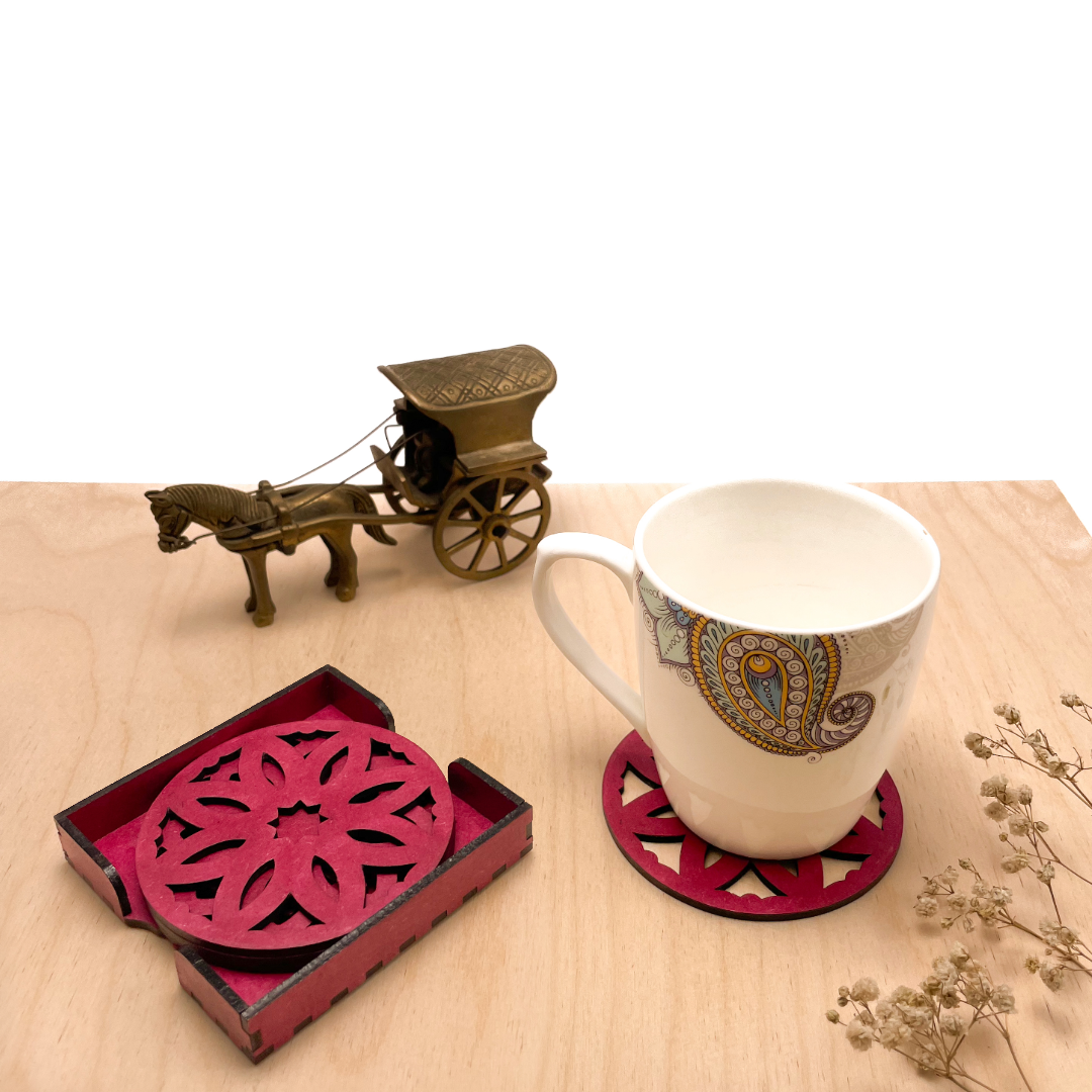 Mandala Art Coasters-Pancha Wooden-Pink