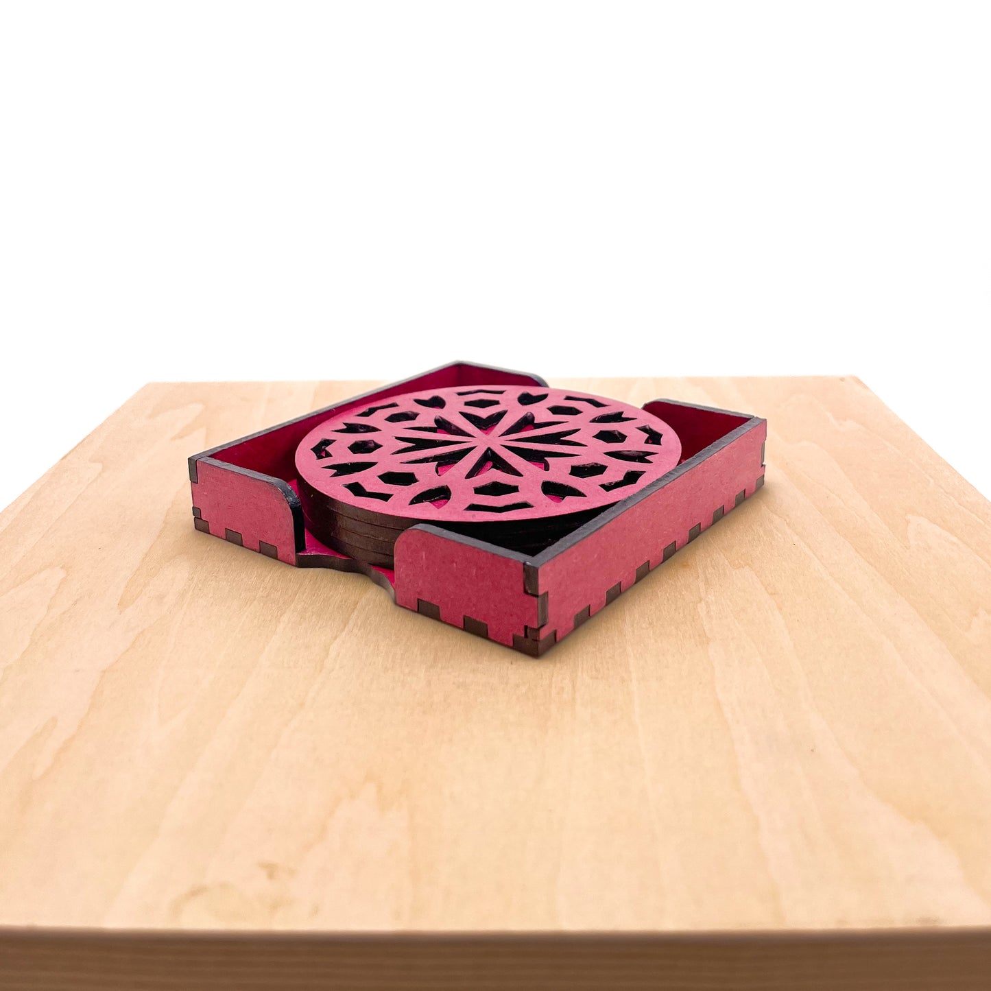 Mandala Art Coasters-Shata Wooden-Pink