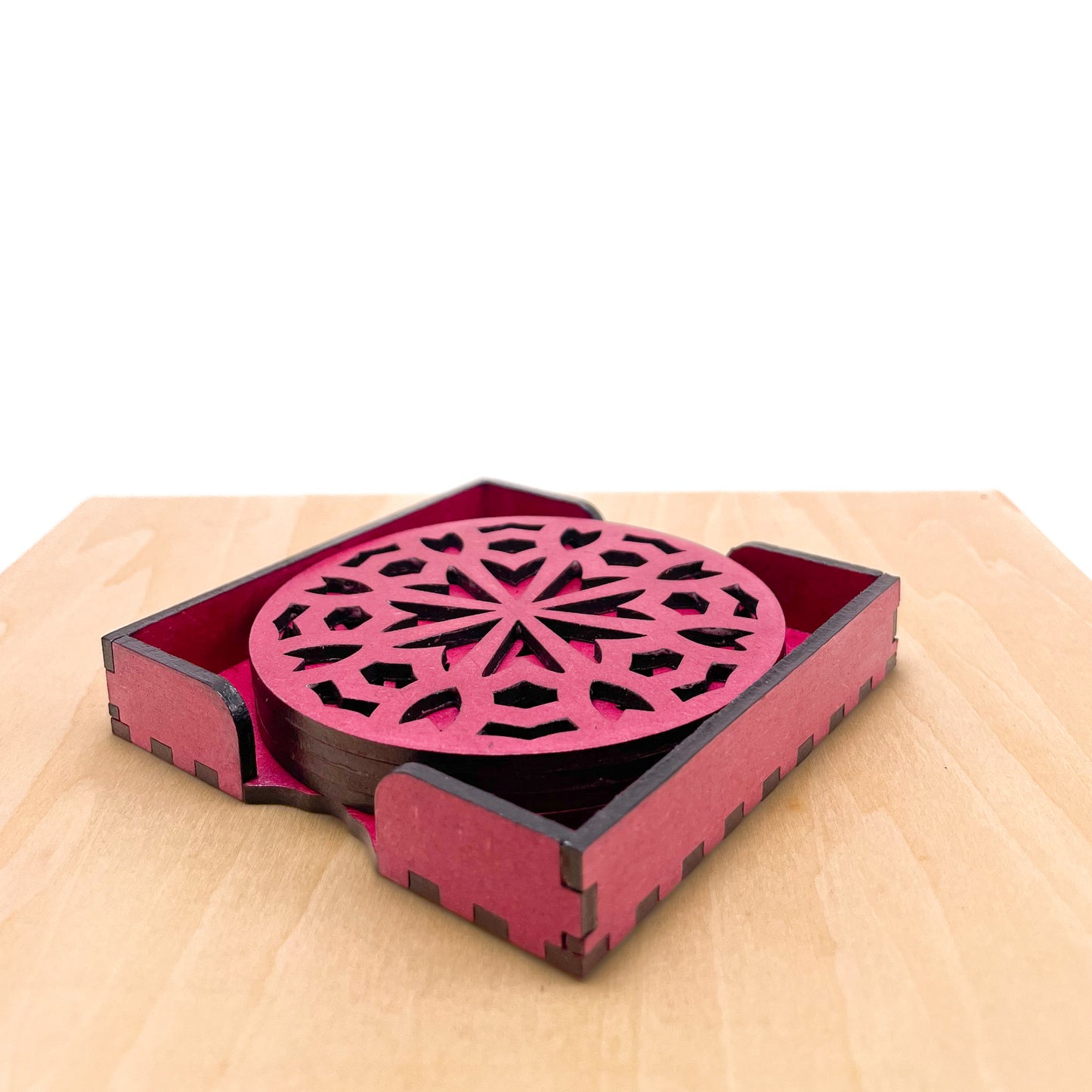 Mandala Art Coasters-Shata Wooden-Pink