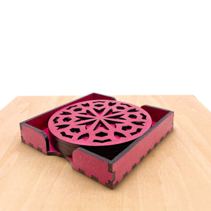 Mandala Art Coasters-Shata Wooden-Pink