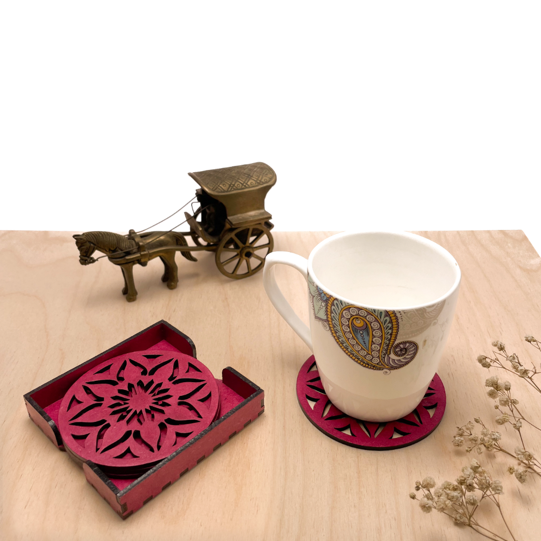 Mandala Art Coasters-Sapta Wooden-Pink
