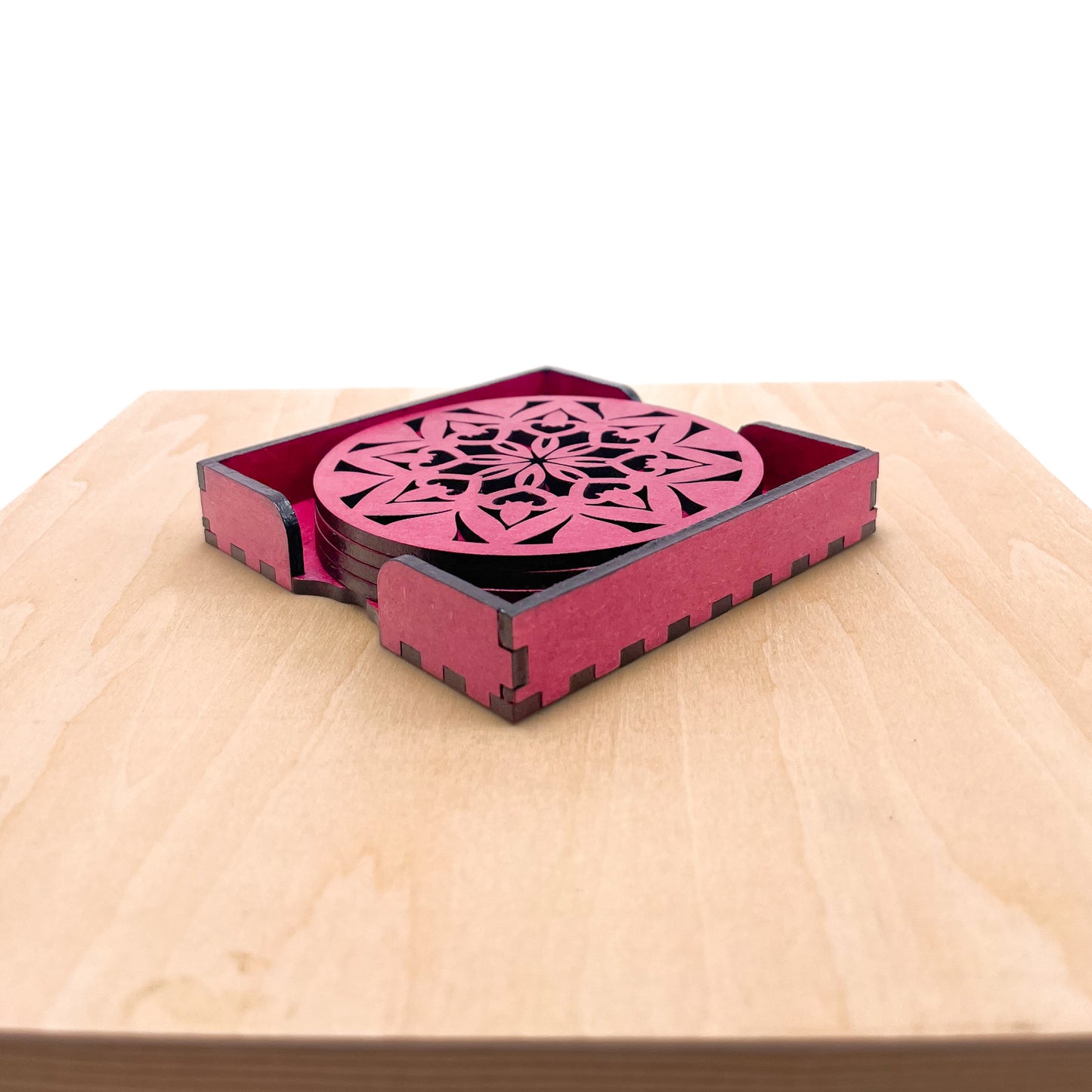 Mandala Art Coasters-Ashta Wooden-Pink