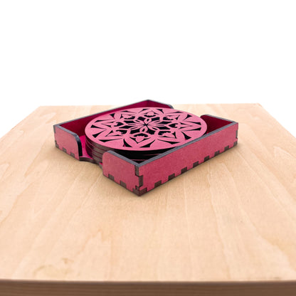 Mandala Art Coasters-Ashta Wooden-Pink