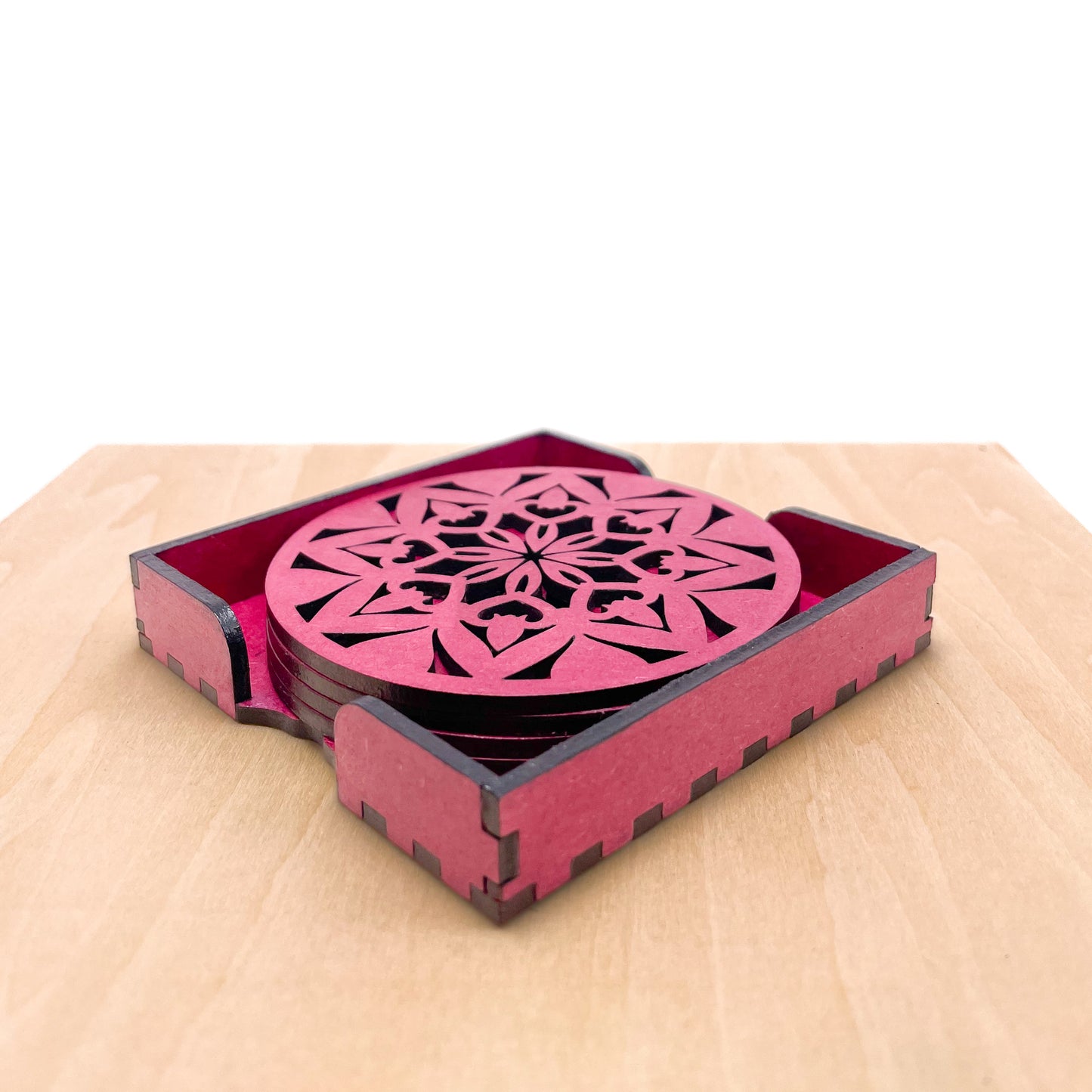 Mandala Art Coasters-Ashta Wooden-Pink