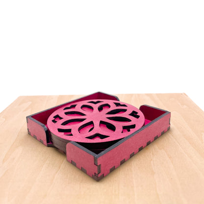 Mandala Art Coasters-Nava Wooden-Pink